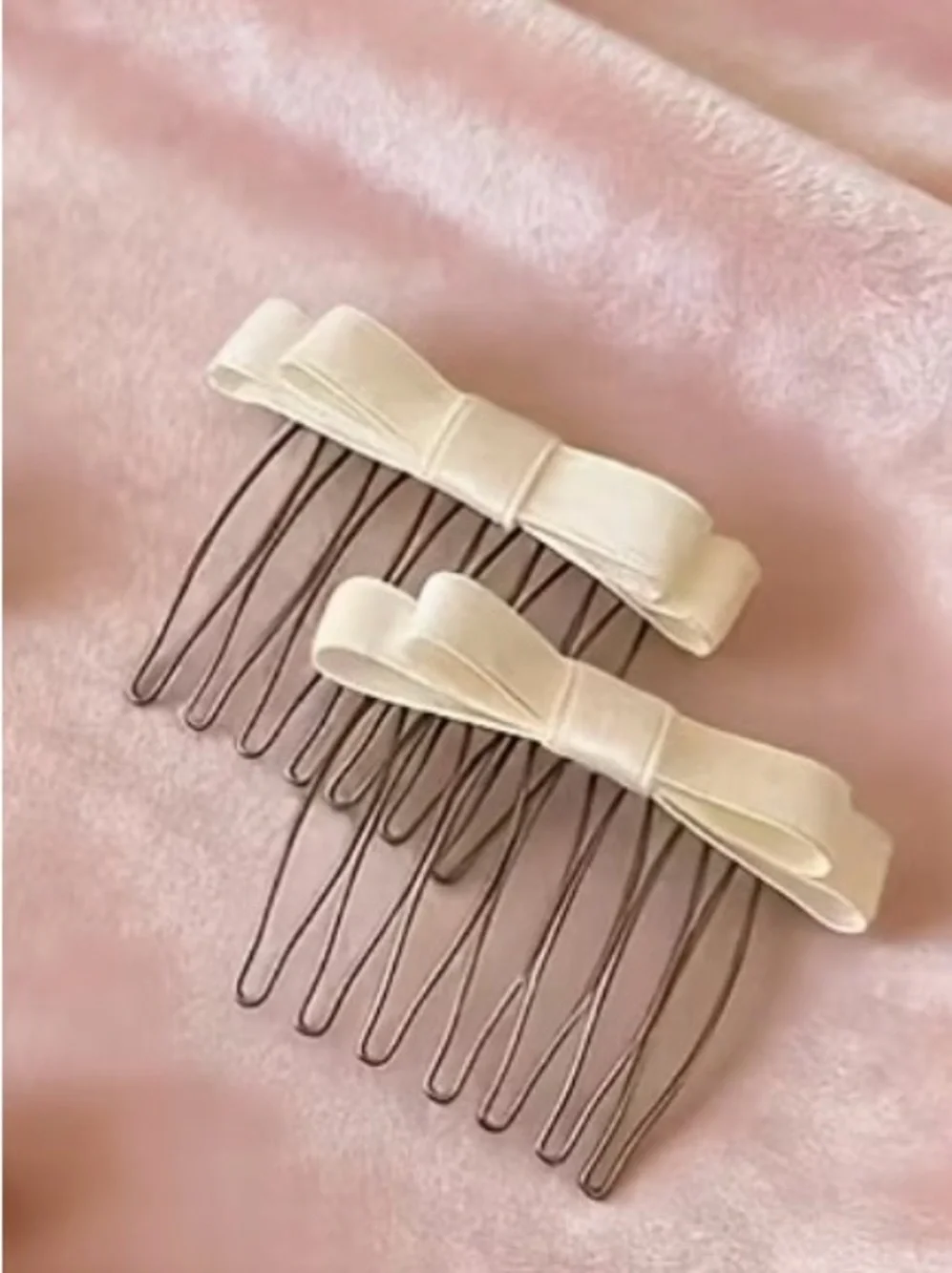 Ivory Bow Hair Combs set of 2